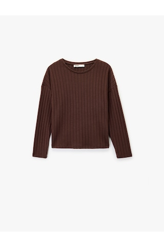 Koton Uzun Kollu Bisiklet Yaka Rahat Kalıp Pijama Üstü Bordo 6wlk40057mk Bordo