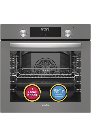 Simfer 9 Fonksiyon QS Dijital Gri 2'li Ankastre Set (8223 Fırın + 3538 Ocak)