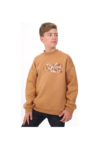 Toontoy Erkek Çocuk Baskılı Sweatshirt Kahverengi