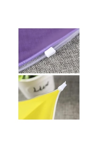 A4 Şeffaf Fermuarlı Dosya Mavi 3 Adet Pvc Fermuarlı Evrak Dosyası 24x34cm Çıtçıtlı Belge Evrak Dosyası Ofis B