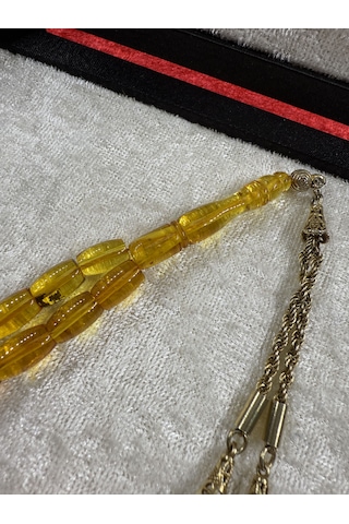 Damla Kehribar Gümüş Kozalı 13 Gram Tesbih Kaya Damla