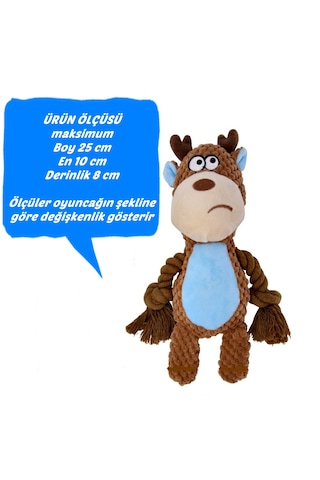 Hışırtılı Sesli Peluş Geyik Köpek Oyuncağı 25 Cm