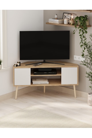 Tv Sehpası 2 Kapaklı Tv Sehpası Tv Ünitesi Televizyon Sehpası Tv Sehpası Kıbrıs Safir Meşe Beyaz Safir Meşe - Beyaz