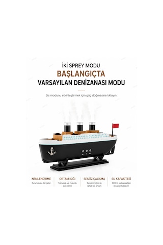 Nivego Titanic Gemi Aromaterapi Kuruluk Önleyici Hava Nemlendiricili 2 Buhar Modlu / 7 Işık Modlu
