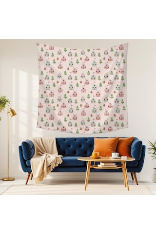 Noel Desenli 59x59 İnç Kare Duvar Halısı, Oturma Odası, Yatak Odası Ve Genç Odası İçin-a160