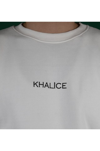 Khalice Sweatshirt Kalın Üç İplikli Beyaz