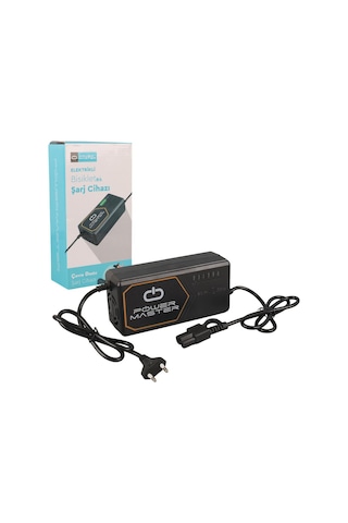 Powermaster Pm-31801 60 Volt - 20 Amper Iec C15 Dişi Uçlu Kapasite Göstergeli Elektrikli Bisiklet Şarj Akü Cihazı Adj160-01 Siyah