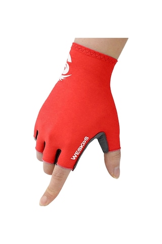 Açık Hava Sporları Yaz Bisiklete Binme Güneşten Korunma Yarım Parmak Eldivenleri - Kırmızı