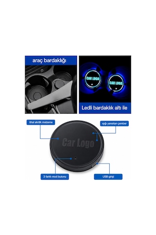 Land Rover Bardaklık Led Rgb Usb Renkli Işıklı Bardak Tutucu Ambiyans Aydınlatma