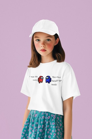 Sevbano Unisex Among Us Baskılı Oyun Çocuk Tişört 1-12 Yaş Beyaz