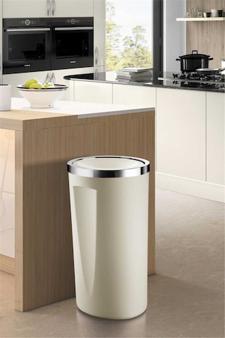 Lenox 35 Lt Döner Kapaklı Banyo Mutfak Ofis Çöp Kovası - Bej -7390