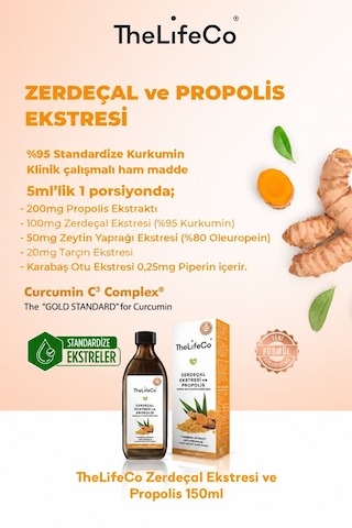 TheLifeCo Zerdeçal Kurkumin Sıvı Ekstraktı & Propolis 150 ML