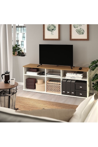 Skruvby Tv Sehpası, Beyaz Renk Meridyendukkan 156x38x60 Cm, Televizyon Ünitesi