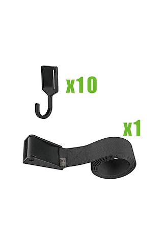 Yunboo Kamp Ağacı Kanca Seti - Dış Mekan Kullanıma Uygun 10 Adet Kanca Ve 1 Askı Bandı Siyah Siyah