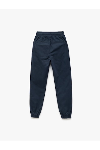 Koton Beli Bağcıklı Cep Detaylı Pamuklu Gabardin Jogger Pantolon Lacivert 6wkb40003tw Lacivert
