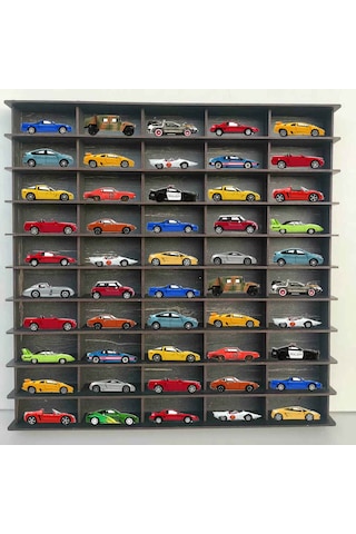 Woodbu 1/64 Hobi Araba Rafı Eskitme Siyah (Hot Wheels, Matchbox)