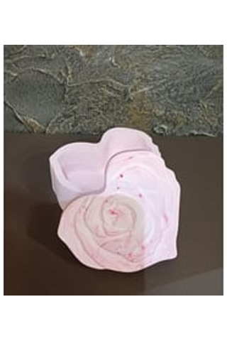 El Yapımı Mermer Desenli & Gül Kapaklı Kalp Kutu .