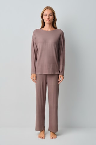 Suwen Comfort Geniş Yaka Pijama Takımı Wsh105100951268 Cappuccino