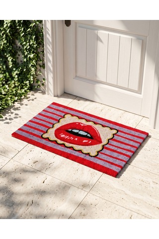 Kırmızı Hindistan Cevizi Lifi Lips Kapı Önü Paspası 45x1,5x75 Cm