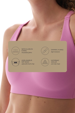 Penti Pembe Stretch360 Orta Destek Çapraz Sırt Detaylı Kaydırmaz Askılı Cross Back Spor Sütyeni Lila