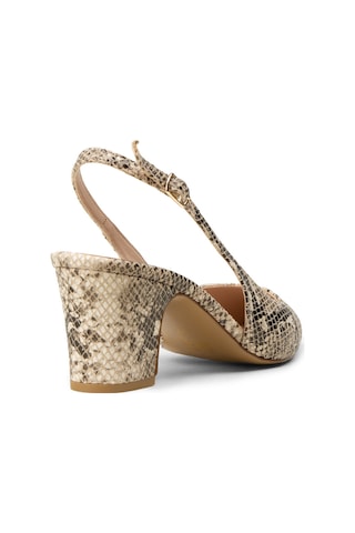 Deery Kadın Bej Yılan Desenli Topuklu Slingback Ayakkabı - Rd125zbejm01 Bej