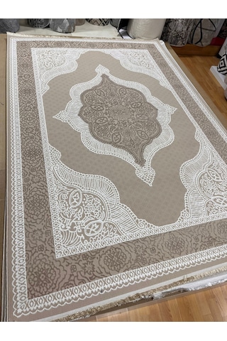 Bertuğ Halı Ada Serisi 016 Salon Oturma Odası Halısı 6m2 200x290 Krem - Vizon