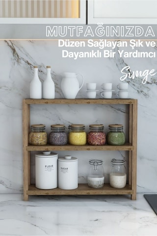 Atlantik Çam 3 Katlı Çok Amaçlı Banyo & Mutfak Rafı - Organizer Ünite Ahşap