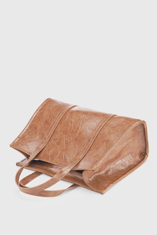 Housebags Kahverengi Deri Görünümlü Çift Askılı Tote Bag 253 Kahverengi