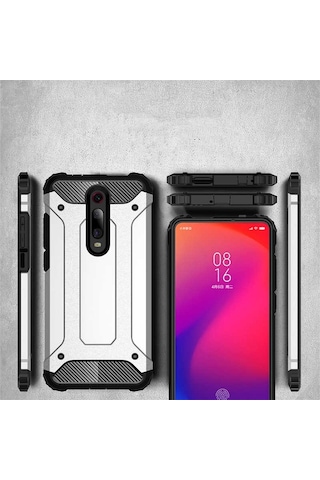 Noktaks - Xiaomi Uyumlu Xiaomi Mi 9t / Mi 9t Pro - Kılıf Çift Katman Zırh Tank Crash Military Kapak - Gold
