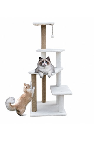 Missidea Mg02 Premium Çok Katlı Uzun Boy Kedi Tırmalama Tahtası Beyaz
