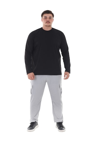 Erkek 115-155 Kilo Arası İçin Uygun Uzun Kol Bisiklet Yaka Mevsimlik Düz Renk İnce Sweatshirt Siyah