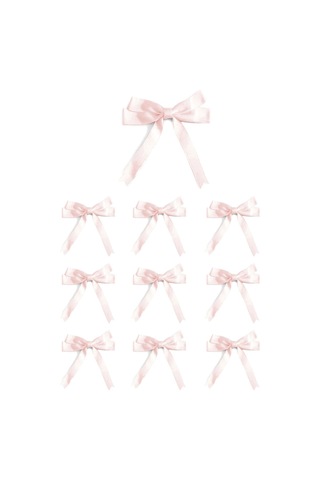 10 Adet Pudra Pembe Saten Fiyonk Süsleme Küçük Kurdele Seti