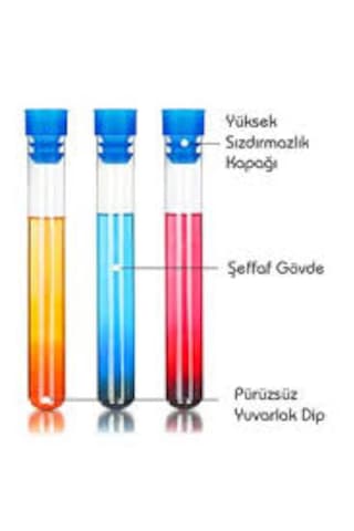 Aropi Plastik Deney Tüpü 16X100 mm Dibi Yuvarlak Şeffaf / Kapaklı 100 Adet