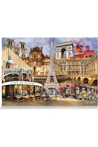 Star Puzzle 1000 Parçalık Fransa Kolajı ve Eyfel Kulesi Puzzle