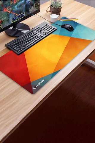 Sonictouch Ultragrand Geometrik Renkler Gamer Oyuncu Xxl Sarı Kırmızı Klavye Mouse Pad 40x90cm Mousepad