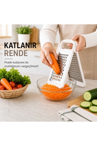 Sariva Home Katlanır Rende Ayrılabilir 2 Parçalı Çift Fonksiyonlu Kompakt Tasarım Pratik Mutfak Rendesi Sariva Home Beyaz