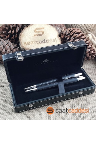 Steel Pen İsme Özel 2 Li Desenli Metal Kalem Seti