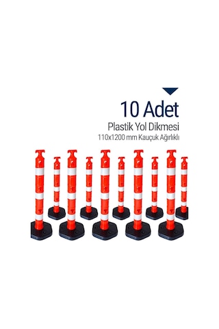 İleri Trafik Kauçuk Ağırlıklı Plastik Yol Dikmesi 534230993 110 x 1200 MM 10'lu Set