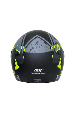 Motosiklet Yarım Kask Siyah Vizör R22.06 Sertifika Fiber Material Neon Camo Motor Kaskı Gri