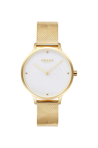 Obaku Denmark V295lxgwhg Quartz Çelik Hasır Altın Rengi Beyaz Kadran 34 Mm Kadın Kol Saati