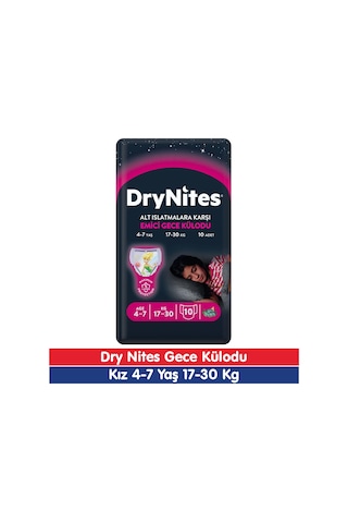 Huggies Drynites Kız 4-7 Yaş Emici Gece Külodu 17-30 Kg 10 Adet Diğer