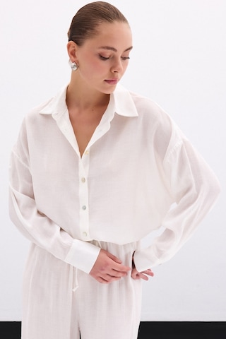 Sateen Salaş Gömlek - Ekru-136109 Ekru