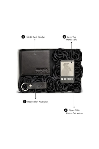 Mft Leather Marks Rose Box Set Hakiki Deri Erkek Cüzdan - 8009 Siyah