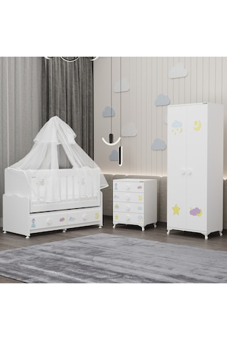 Elegant Yıldız 2 Bebek Odası Takımı Yatak Uykuseti - Uykucu Beyaz