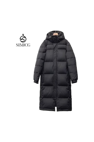 Yeni Kalınlaştırılmış Orta Boy Kaz Tüyü Mont Siyah