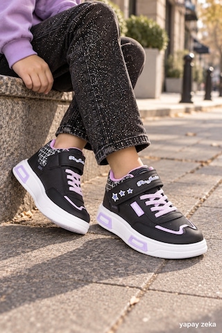 Mini Bonito Unisex Çocuk Sneaker Işıklı Tabanlı Günlük Spor Ayakkabı 26-30 Numara Arası Işıklı Lila