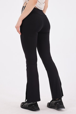 Scorp Ivy Kadın Yüksek Bel Yırtmaçlı Bol Paça Spor Tayt Siyah STANDART