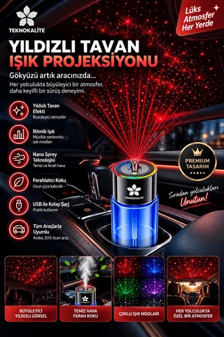Airmist D5 Ultrasonik Aroma Difüzörü Od Ağacı Akıllı Elektronik Koku Makinesi, Araç Ev Ofis İçin Teknokalite