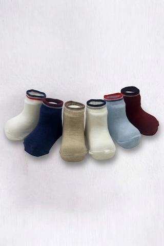 Cocole Socks Erkek Bebek Soket Çorabı Kraft Kutulu 6'lı Set Pamuklu 0-1 Yaş Düz Çok Renkli