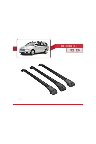 Kia Sedona Vq 2006-2014 Arası İle Uyumlu Ace-1 Ara Atkı Tavan Barı Siyah 3 Adet Bar